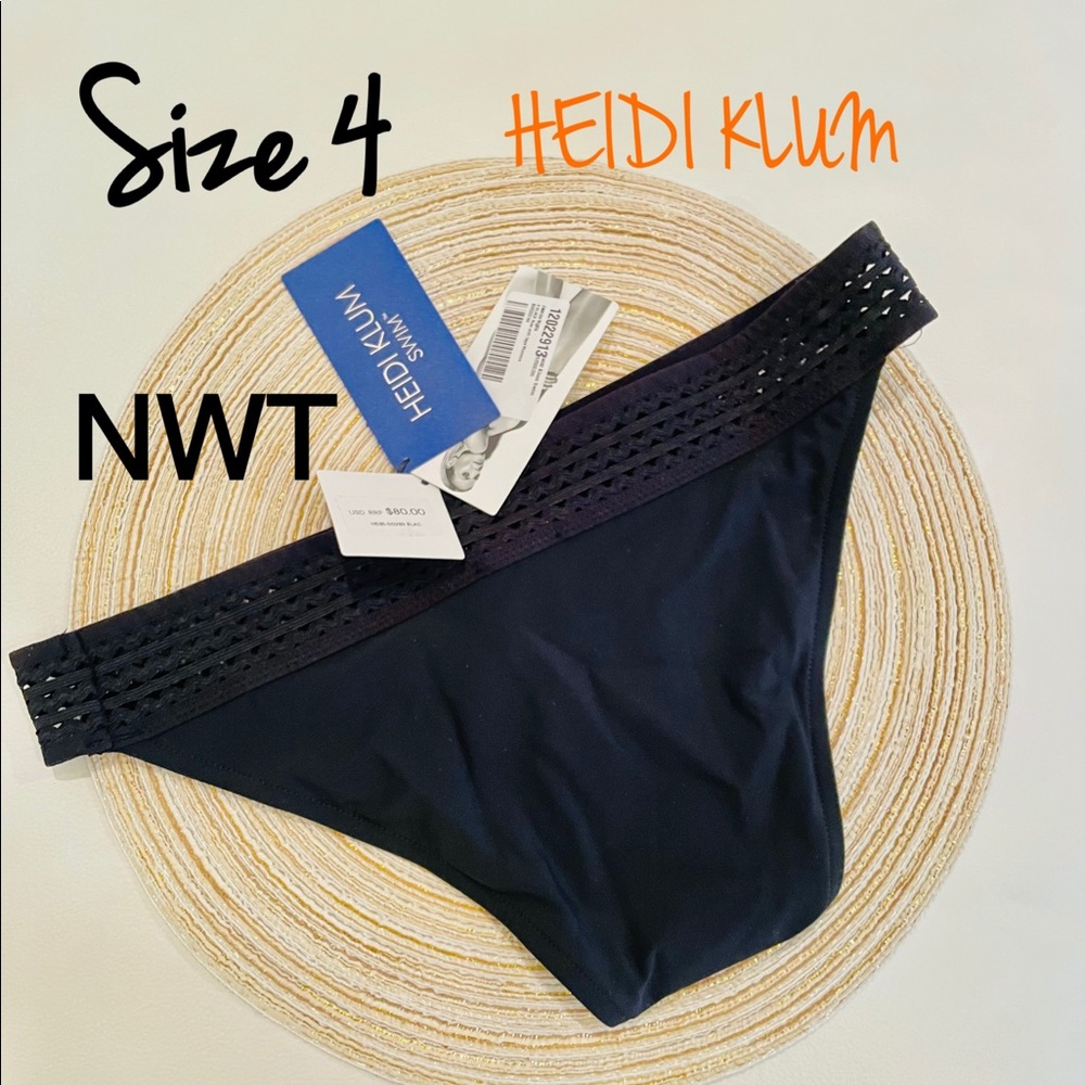NWT (4) HEIDI KLUM black cut out swim tanga shorts bikini bottoms separates